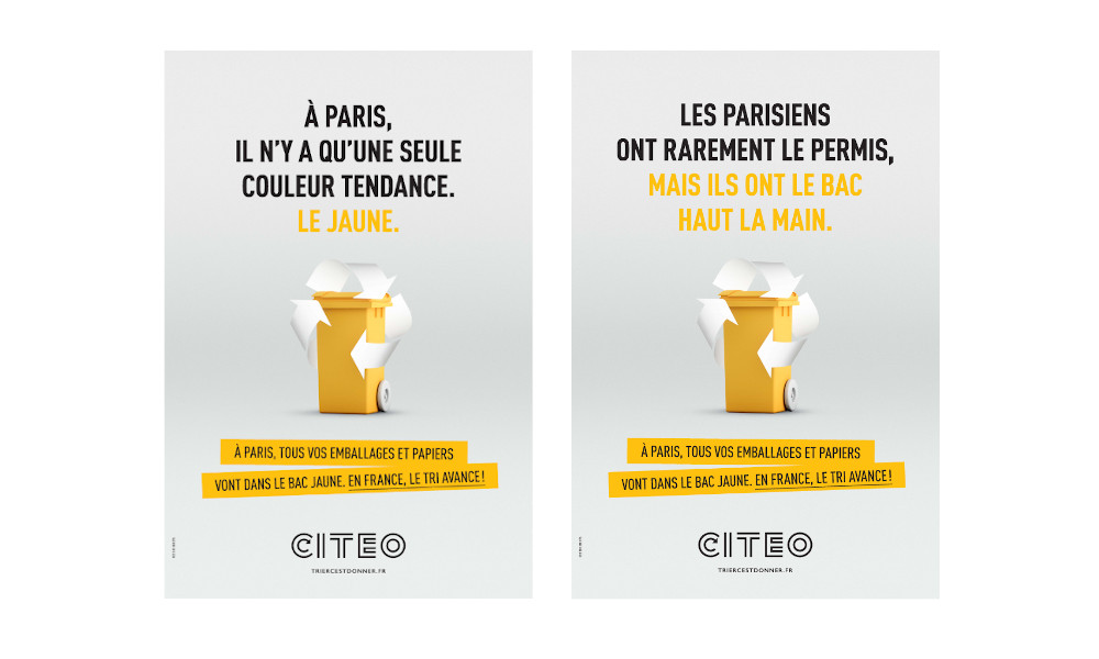 Campagne d'affichage Citeo à Paris pour mobiliser les Parisiens au geste de tri